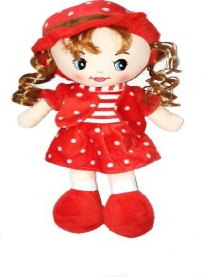 Tickles Plush Rag Doll Blond Curly Hair Ragged Stuffed Baby Dolls for Girls (Size: 40 cm Color: Red)